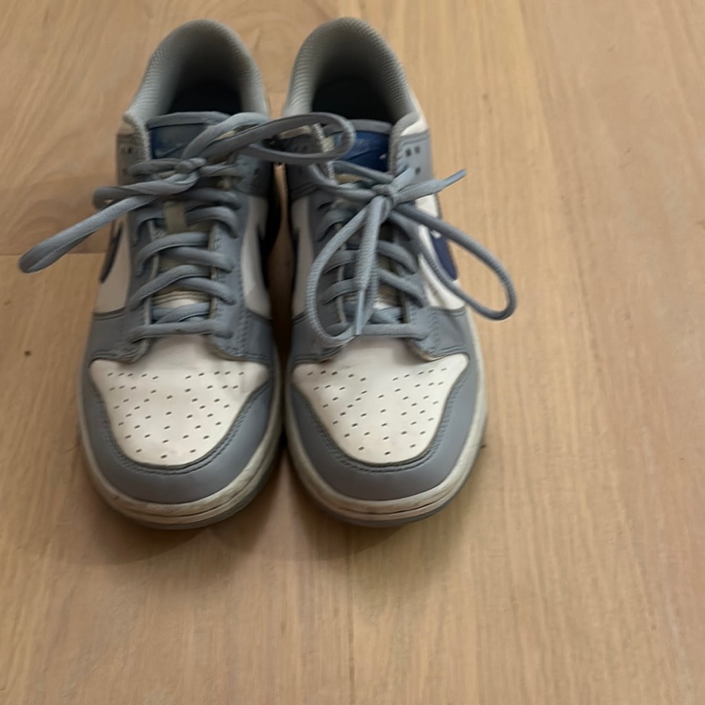 Nike light blue/grey and iridescent dunks